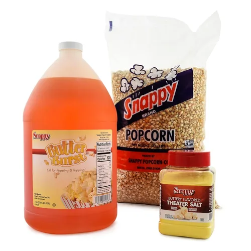 Snappy Aceite de palomitas de maíz Butter Burst para hacer estallar y cubrir palomitas de maíz, 12.5 libras de granos de palomitas de maíz amarillas