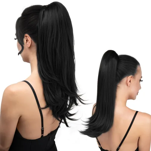 Miniatura 20 de Extensión de cola de caballo con clip de 18 pulgadas, extensiones de cabello de cola de caballo para mujeres, pieza de cabello de cola de caballo