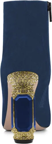 Miniatura 20 de FSJ Botas de tacón alto con punta puntiaguda para mujer, con tacón alto, con cremallera lateral brillante, estilo casual, para uso diario, zapatos