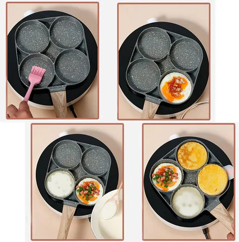 Miniatura 6 de yarlung Sartén de 4 tazas con cepillo para aceite, sartén antiadherente para huevos escalfados, sartén para panqueques para hamburguesas, tortillas