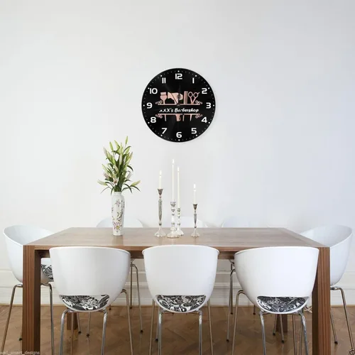 Miniatura 3 de Reloj de pared personalizado para peluquería, añade tu texto, reloj de peluquería personalizado para salón de belleza, decoración de reloj de pared