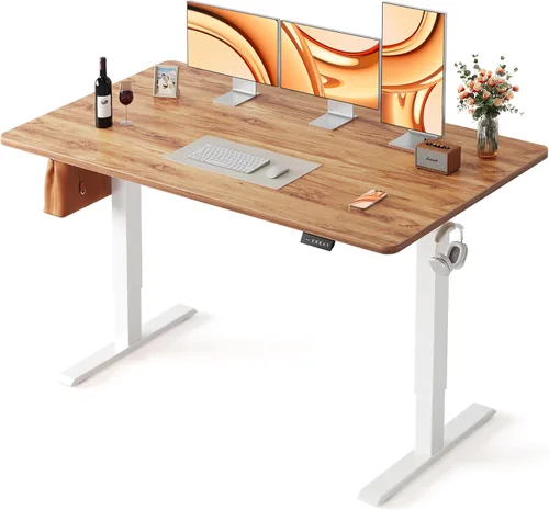 Miniatura 14 de FEZIBO Escritorio de pie, 48 × 24 pulgadas, altura eléctrica ajustable, para sentarse y ponerse de pie, escritorio de oficina para computadora