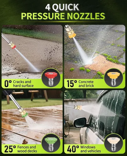 Miniatura 3 de Lavadora a presión eléctrica, 1700 PSI Max 1.3 GPM con 3 boquillas, lavadora de alta presión con cañón de espuma para automóvil, entrada, patios