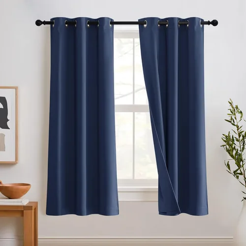 Miniatura 16 de RYB HOME 3 en 1 insonorizadas - oscurecedoras - cortinas de lino con aislamiento, cortinas de ahorro de energía con bloqueo de ruido para Lino blanco
