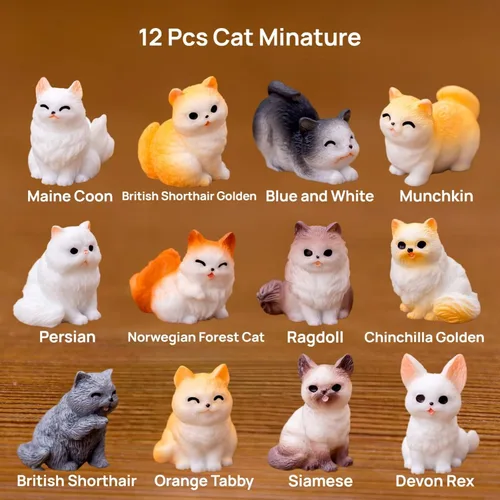 Miniatura 3 de Juego de 24 mini figuras de gato y perro, lindos modelos realistas de animales de resina y adornos para pasteles, adornos en miniatura