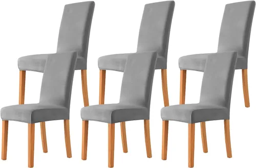 Miniatura 44 de Velvet Chair Covers Beige Gray, Stretch Dining Room Chair Covers 2 Pack, Super Fit Dining Chairs Slipcovers Spandex Washable Kitchen Parson Chair