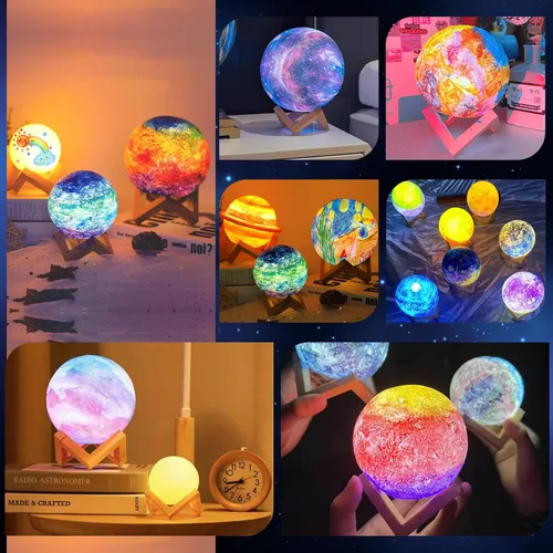 Miniatura 7 de Minleway Kit Recargable de Pintura para Hacer tu Propia Lámpara de Luna con 16 Colores, Kit de Artes y Manualidades para Niños, Mujeres, Niñas