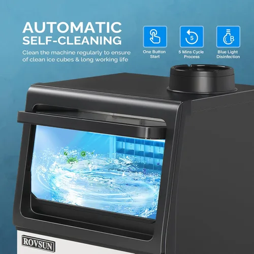 Miniatura 4 de ROVSUN Máquina de hielo de 90 libras/24 horas con 2 entradas de agua, máquina de hielo independiente y de encimera con contenedor de almacenamiento
