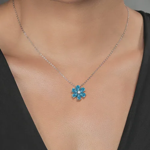 Miniatura 29 de Gem Stone King Collar de plata de ley 925 y oro amarillo de 10 quilates con piedra natal y diamantes cultivados en laboratorio, forma de pera