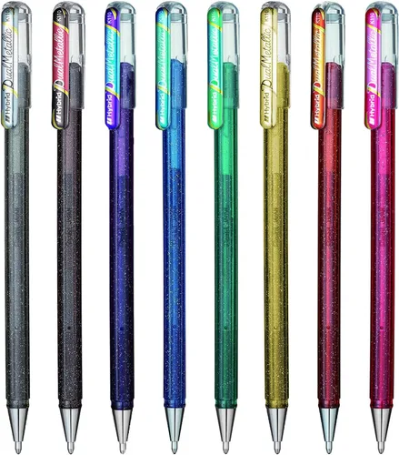 Miniatura 2 de Pentel Hybrid - Bolígrafos Metálicos Duales - Bolígrafos de Gel Líquido Rollerball - K110 - Colores Surtidos - Juego de 8