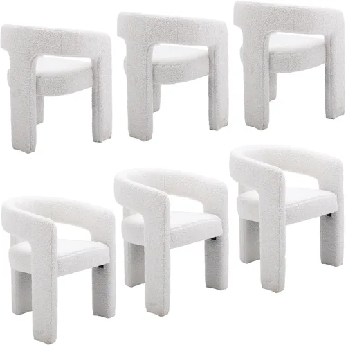 Miniatura 22 de HNY Silla moderna de cocina y comedor de estilo barril, silla de acento tapizada en cuero sintético PU con brazo, silla de lado de 47 cm de ancho