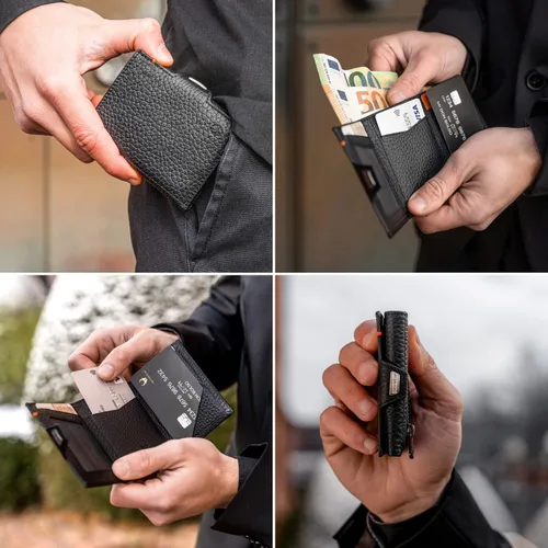 Miniatura 2 de DONBOLSO Wallet NextGen I - Cartera delgada moderna sin bolsillo para monedas, hasta 11 tarjetas, Napa granulada negra, Classic