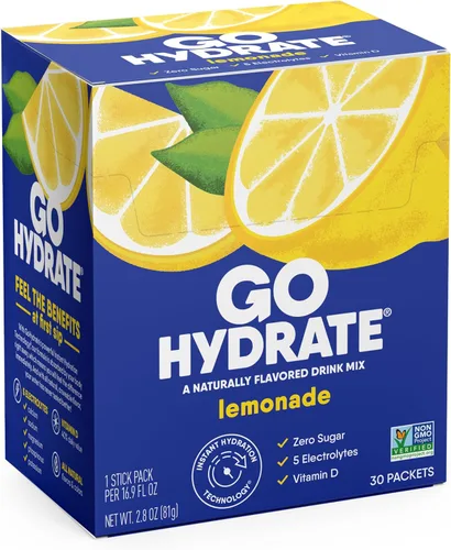 Miniatura 19 de GoHydrate Paquetes de polvo de hidratación instantánea, mezcla de bebidas con electrolitos bajos en sodio, apoyo de hidratación natural, bebida