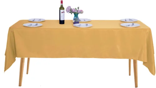 Miniatura 71 de Ascoza Paquete de 2 manteles rectangulares blancos de 60 x 84 pulgadas, tela de poliéster de 4 pies, para bodas, banquetes, restaurantes y fiestas
