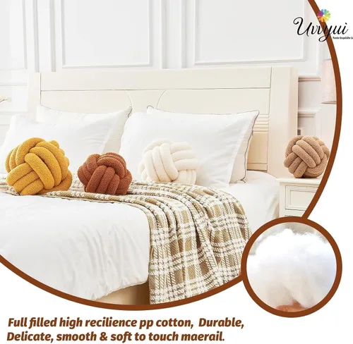 Miniatura 3 de Uvvyui Bola de Almohada con Nudo, Almohadas Decorativas Suaves para el Hogar, Almohada Redonda de Tiro, Almohada de Felpa Anudada Hecha a Mano