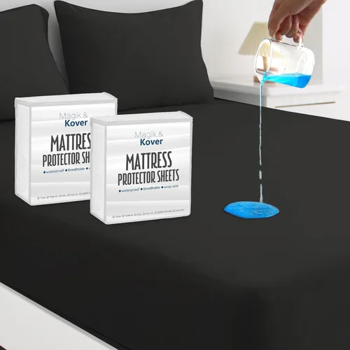 Paquete de 2 protectores de colchón tamaño individual, impermeables, lavables a máquina, con bolsillo profundo de 14 pulgadas para cama de niños,