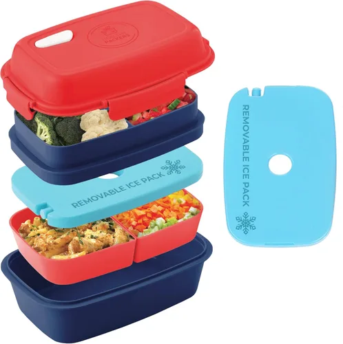 Miniatura 7 de Ultimate Bento Box - Lonchera para niños y adultos con bolsa de hielo extraíble, a prueba de fugas, contenedor de alimentos con múltiples verde