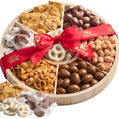 Miniatura 10 de KREMERY - Pretzels cremosos de chocolate cubiertos de chocolate, palomitas de maíz, nueces y dulces (premium, 2.5 libras) en bandeja de hierba