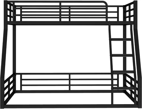 Miniatura 8 de Litera de metal resistente de tamaño individual sobre matrimonial, con escalera integrada y barandilla de seguridad para niños, adolescentes