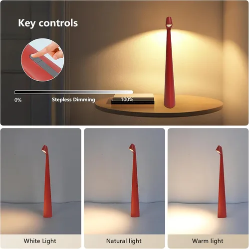 Miniatura 5 de Lámpara de mesa LED portátil de 3 niveles de brillo, batería recargable de hasta 48 horas de uso, luz nocturna para guardería de niños, lámpara