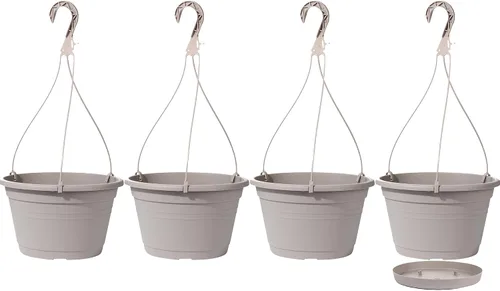 Miniatura 8 de 4 Piezas Macetas Colgantes para Plantas de Interior, 10" Macetas Grandes de Plástico Colgantes con Bandejas de Drenaje y Soporte de Cadena