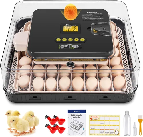 Sailnovo Incubadora de 56 huevos para incubar huevos con giro automático de huevos y humidificación automática, control de temperatura, ovoscopio,