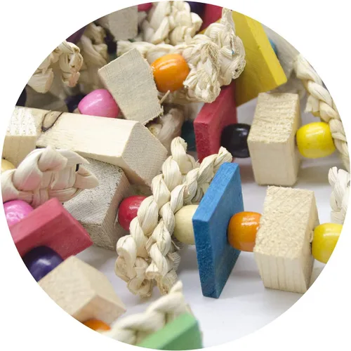 Miniatura 5 de EBaokuup Juguete masticable grande para loros – Bloques de loros de pájaros, juguete desgarrador, jaula de pájaros, juguete para mordedura de jaula