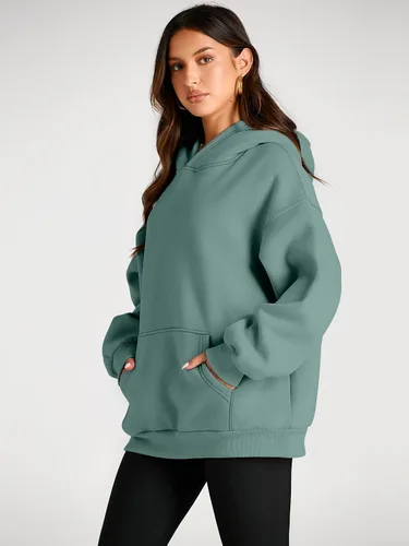 Miniatura 69 de Trendy Queen - Sudaderas extragrandes con capucha para mujer, suéteres de manga larga, sin botones, de vellón, de otoño, ropa de invierno
