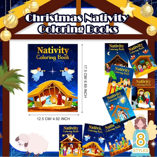 Miniatura 2 de Cholemy Libros para colorear de Navidad de pesebre a granel, libro de dibujo de la Biblia de actividades religiosas cristianas para fiesta