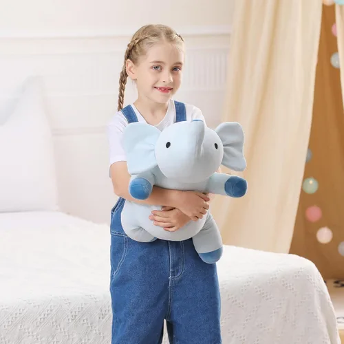 Miniatura 2 de WeBingo Animales de peluche de elefante con peso de 24 pulgadas, 4.2 libras, felpa azul con peso para niños, adultos, niños y niñas, lindo juguete