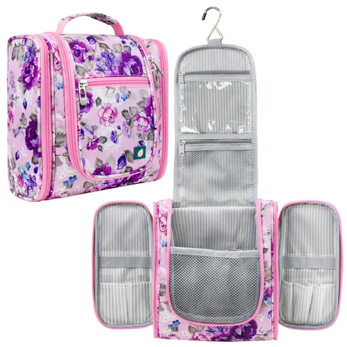 Miniatura 9 de PAVILIA - Bolsa de aseo para viaje para mujeres y hombres, organizador cosmético colgante, bolsa de maquillaje resistente al agua para accesorios