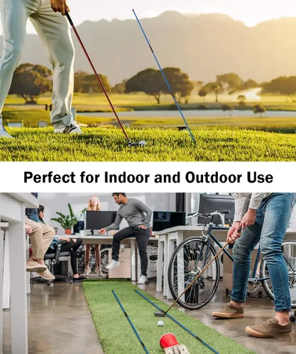 Miniatura 5 de Rhino Valley Palos de alineación de golf – Cañas de práctica de golf plegables para apuntar, poner, entrenador de swing completo, corrector