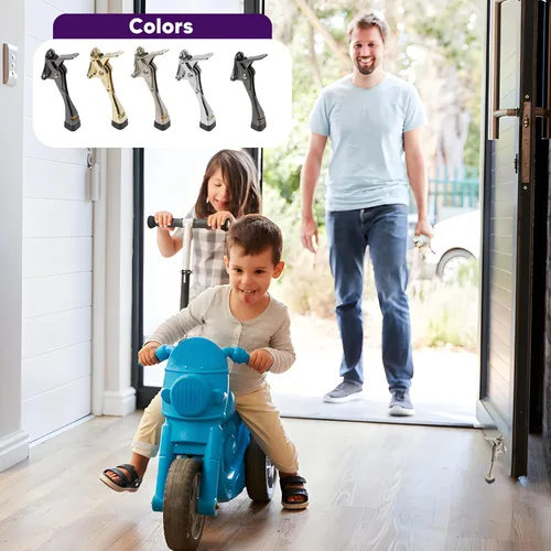 Miniatura 6 de HOME&I Tope de puerta de 4 pulgadas, tope de puerta de pedal manos libres con pie de goma ajustable, soporte de puerta resistente para el hogar