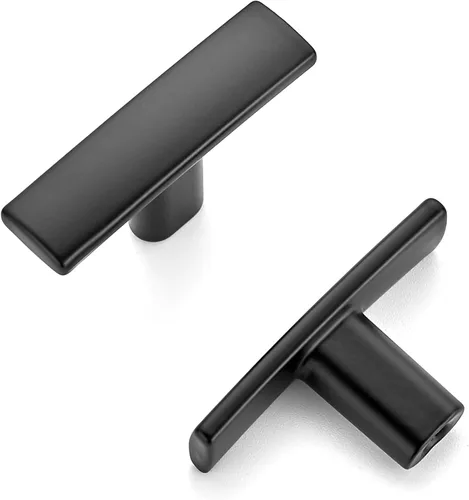 Miniatura 8 de Ravinte Paquete de 5 manijas de gabinete negras para gabinetes de cocina, tiradores curvados para cajones de 5-3/16 pulgadas de largo con agujero