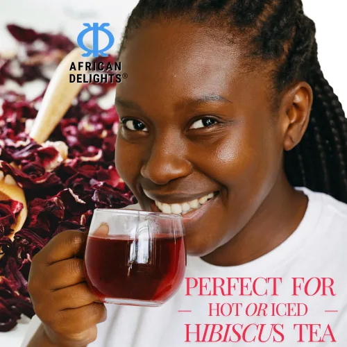 Miniatura 5 de African Delights Flores de hibisco para té, Sobolo, Bissap, acedera, zobo, flor de Jamaica, auténtico sabor africano, color rojo intenso, natural