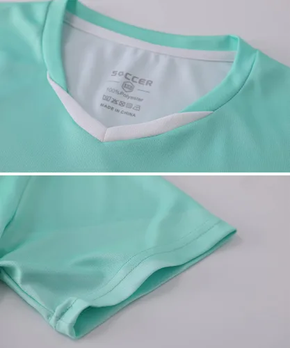 Miniatura 7 de Paquete de 2 camisetas de fútbol y pantalones cortos para niño, de secado rápido, uniforme de entrenamiento de equipo deportivo