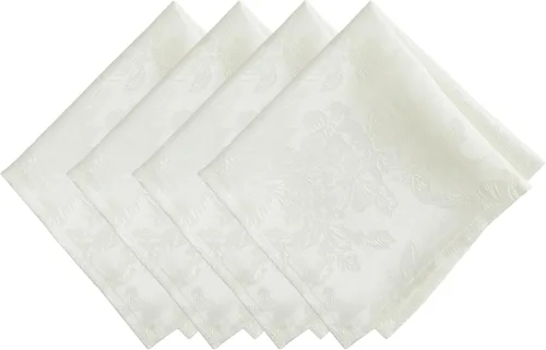 Miniatura 23 de Elrene Home Fashions Poinsettia Elegance - Servilletas de cena de tela jacquard para Navidad y vacaciones, juego de 4, 17"x17", rojo