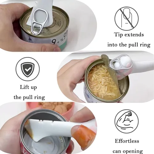 Miniatura 2 de 3 piezas de tapas para latas de comida para mascotas y una cuchara para lata Linda cuchara abridora con forma de pata para comida húmeda de gato