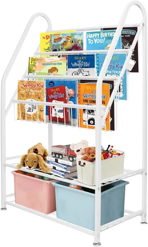 Miniatura 11 de aboxoo Estantería infantil independiente para habitación de niños pequeños de 18 pulgadas, organizador de juguetes, estantería blanca estable