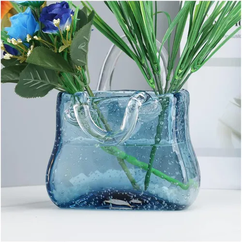 Miniatura 8 de Purse Vase for Flowers, Multifunctional Flower Vase Shopping Bag Vase Glass Pocketbook Vase, for Floral Arrangement Centerpiece Home