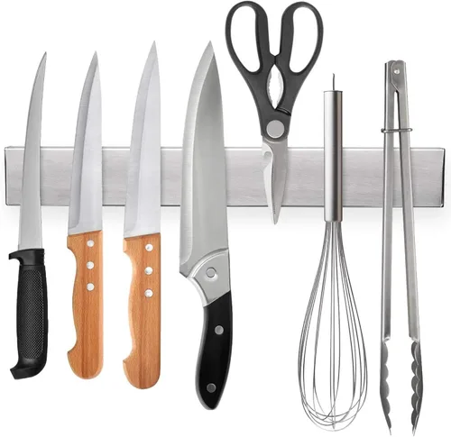 Ninonly Tira magnética para cuchillos de 12 pulgadas, barra de cuchillos de cocina de acero inoxidable premium montada en pared, ahorro de espacio,