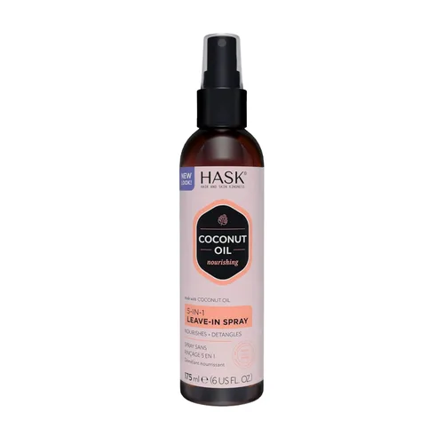 HASK Acondicionador nutritivo 5 en 1 sin enjuague en aerosol para todo tipo de cabello, seguro para el color, sin gluten, sin sulfatos, sin