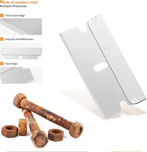 Miniatura 4 de EHDIS 100 cuchillas de afeitar – Cuchillas de afeitar de acero inoxidable con borde recto para rascador de pintura, cortador de caja, uso industrial