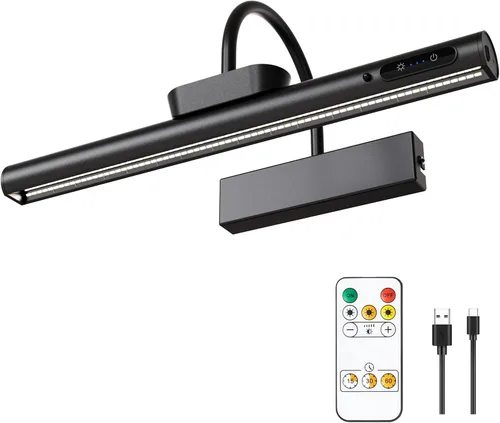 LYTARA Luz para cuadros inalámbrica regulable con controlador y temporizador, aplique de pared con batería recargable para cuadros de pared,