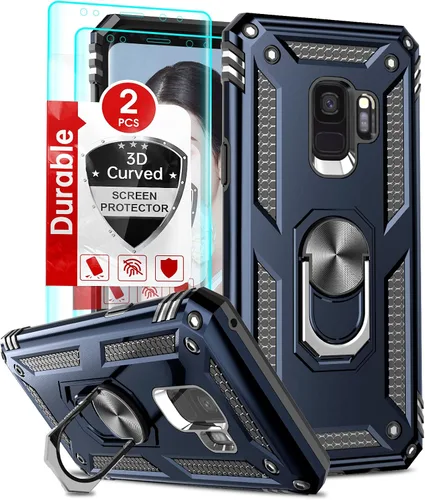 Miniatura 11 de LeYi Funda para Galaxy S9 con 2 protectores de pantalla suave, anillo de metal protector de grado militar con función atril para teléfono Android