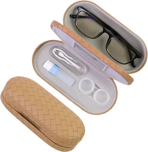 Miniatura 20 de Estuche 2 en 1 para Lentes de Contacto y Anteojos para Mujeres, Hombres y Niños, Estuche Duro Portátil de Doble Cara para Anteojos de Viaje