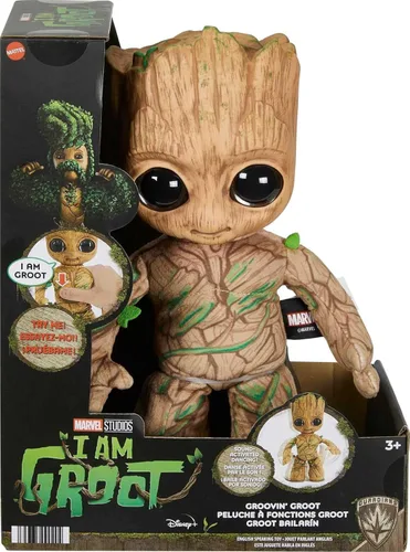 Miniatura 6 de Mattel Marvel - Figura de peluche de Groovin' Groot bailando y parlante de la serie Disney+ I Am Groot, juguete suave para niños, fanáticos