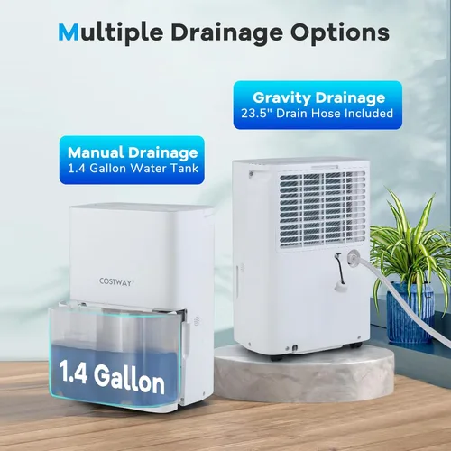 Miniatura 5 de COSTWAY Deshumidificador Energy Star de 65 pintas, 5000 pies cuadrados, deshumidificador portátil grande para sótanos con 2 modos y 3 velocidades