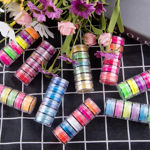 Miniatura 6 de Duufin Polvo de uñas de pigmento de 54 colores, polvo luminoso iridiscente, brillo perlado, polvo de uñas de alto brillo, pigmento de uñas para arte