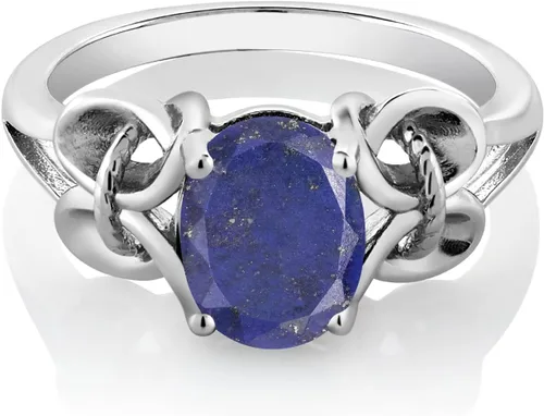 Miniatura 126 de Gem Stone King Anillo de compromiso ovalado con piedra natal para mujer, plata de ley 925, ovalado de 0.354 x 0.276 in, anillo de compromiso